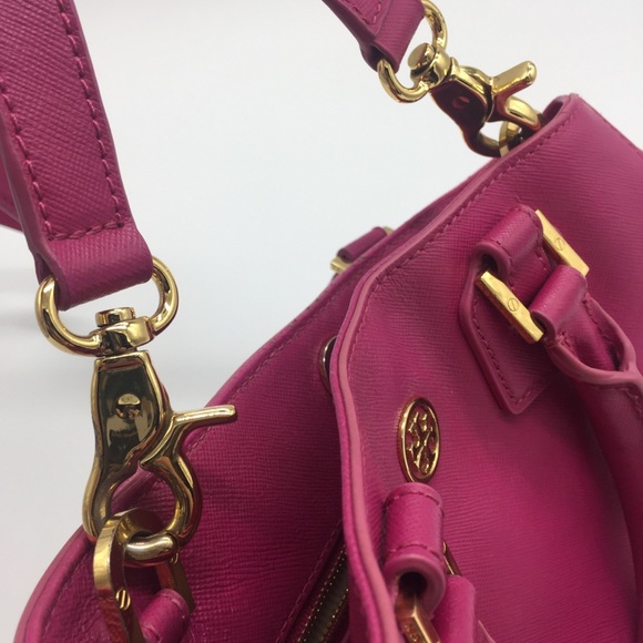 Tory Burch Fuschia Saffiano Leather Robinson Shoulder Crossbody Satchels Bag - Picture 9 of 13